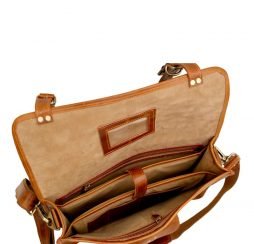 Vintage Buff Leather Messenger Laptop Bag