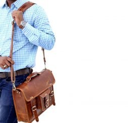 Vintage Buff Leather Messenger Laptop Bag