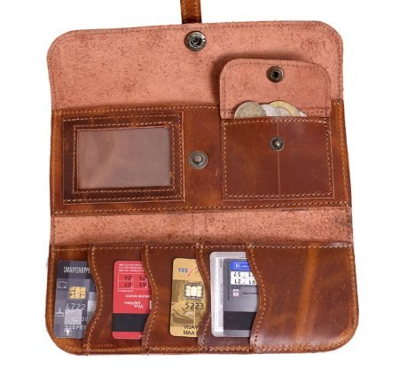 Women's Trifold Leather Wallet (Brown)